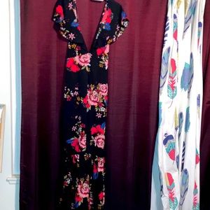 Nasty Gal plunge maxi dress in floral print